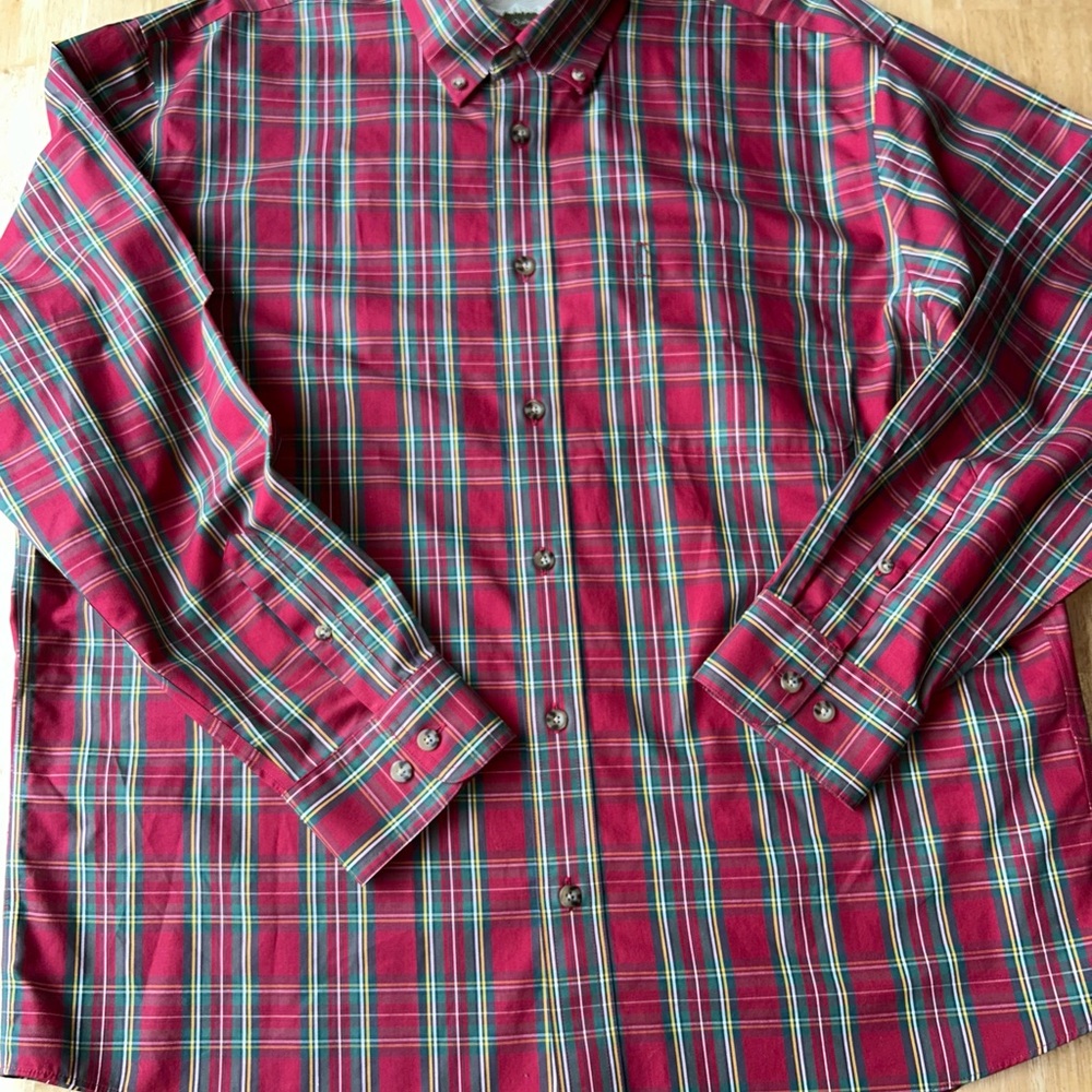 Men’s XL long sleeve button Cabela’s  outfitters series red green plaid holiday. - Picture 2 of 12
